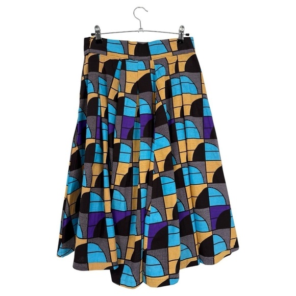 Francis + Benedict Moubarak Art Deco Art to Wear Midi Pleated A-Line Skirt S - Picture 2 of 10